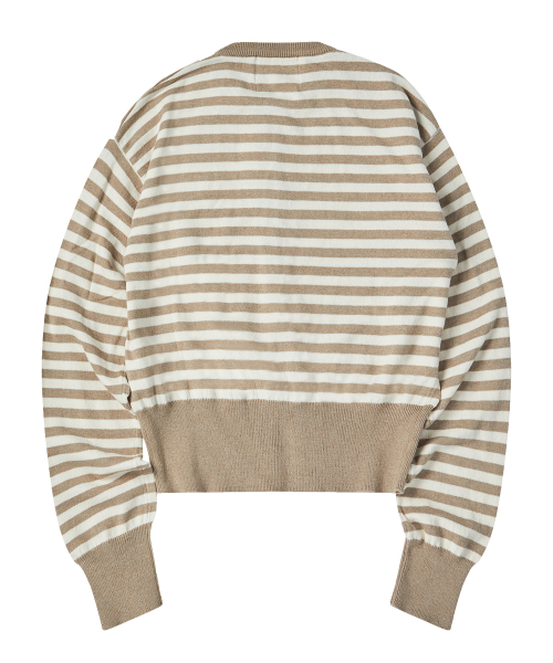 COMONINOZ（コモニノズ）の「W BUTTON STRIPE CARDIGAN [BEIGE]（カーディガン/ボレロ・レディース・ベージュ・FREE）」の2枚目の写真
