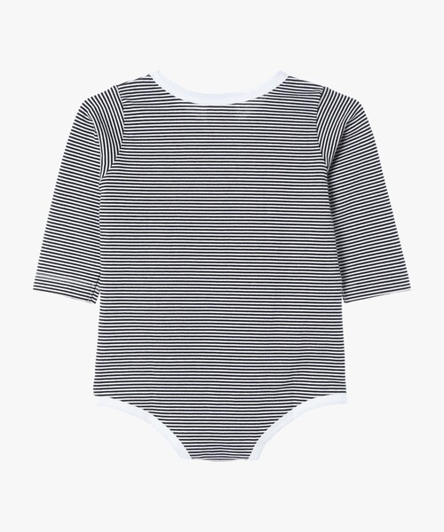 agnes b.（アニエスベー）の「ベビー ロゴ ボーダー コットン 長袖 ボディスーツ 2枚組（ロンパース・キッズ・ホワイト・1YEAR/6MONTH）」の3枚目の写真