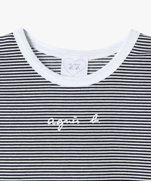 agnes b.（アニエスベー）の「ベビー ロゴ ボーダー コットン 長袖 ボディスーツ 2枚組（ロンパース・キッズ・ホワイト・1YEAR/6MONTH）」の4枚目の写真