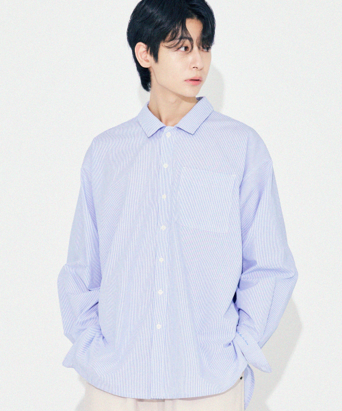Diamond Layla(ダイアモンドレイラ)の「Side slit Stripe Cotton Shirt S139 Sky(シャツ/ブラウス・レディース・その他・LARGE/MEDIUM)」の8枚目の写真