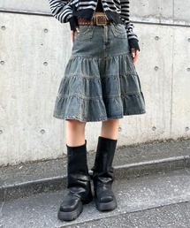 3.3 Field Trip  | 3.3 Field Trip／ヴィンテージライクティアードデニムスカート(デニムスカート)