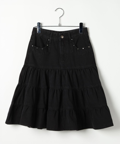 3.3 Field Trip （3.3フィールドトリップ）の「3.3 Field Trip／ヴィンテージライクティアードデニムスカート（デニムスカート・レディース・ブルー/ブラック・FREE）」の7枚目の写真