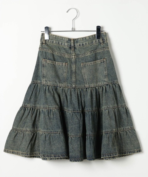 3.3 Field Trip （3.3フィールドトリップ）の「3.3 Field Trip／ヴィンテージライクティアードデニムスカート（デニムスカート・レディース・ブルー/ブラック・FREE）」の9枚目の写真