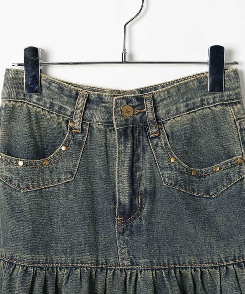 3.3 Field Trip （3.3フィールドトリップ）の「3.3 Field Trip／ヴィンテージライクティアードデニムスカート（デニムスカート・レディース・ブルー/ブラック・FREE）」の10枚目の写真