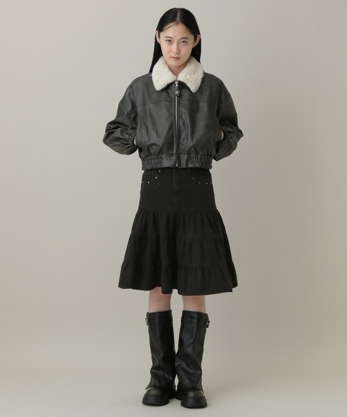 3.3 Field Trip （3.3フィールドトリップ）の「3.3 Field Trip／ヴィンテージライクティアードデニムスカート（デニムスカート・レディース・ブルー/ブラック・FREE）」の18枚目の写真