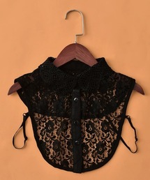 ReRe（リリ）の「付け襟タイプレース＆無地シャツ風ビブ（チョーカー）」