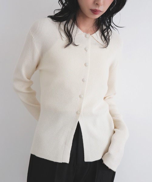 yori ミニフリルポロニット【2025SM】 ホワイト36 yori ミニフリルポロ