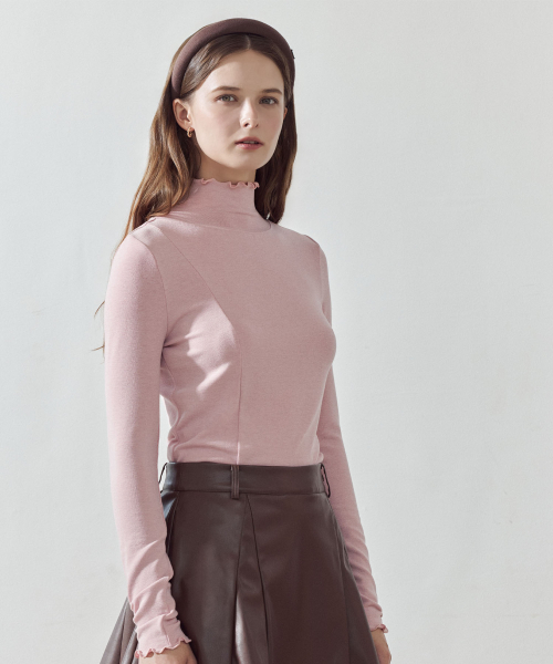 セール】ソフトモックネックTシャツ ピンク（ニット/セーター