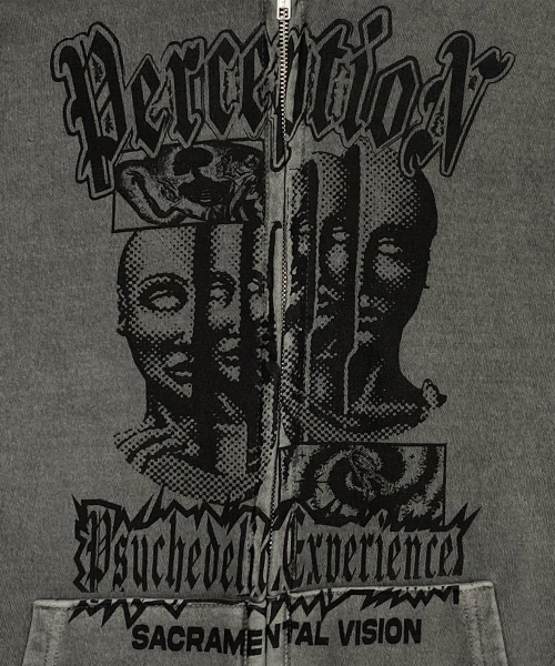 DEFYCLUBROBBERS（ディファイクラブロバース）の「The Doors of Perception Hoodie Zip-Up (Pigment Charcoal)（パーカー・レディース・その他・MEDIUM/LARGE）」の8枚目の写真