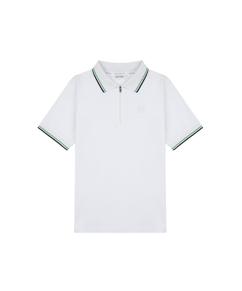 NITINA(ニティナ)の「ジップアップカラーTシャツWH (MAN)(ポロシャツ・レディース・ホワイト・LARGE/X-LARGE)」の2枚目の写真