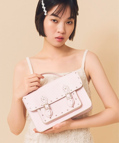 Casselini(キャセリーニ)の「Casselini(キャセリーニ)ギンガムサッチェルバッグ(ハンドバッグ・レディース・ピンク/ブラック・FREE)」の1枚目の写真