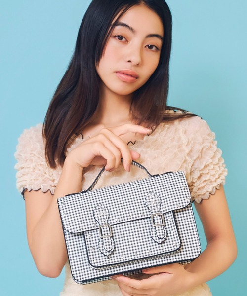 Casselini(キャセリーニ)の「Casselini(キャセリーニ)ギンガムサッチェルバッグ(ハンドバッグ・レディース・ピンク/ブラック・FREE)」の2枚目の写真