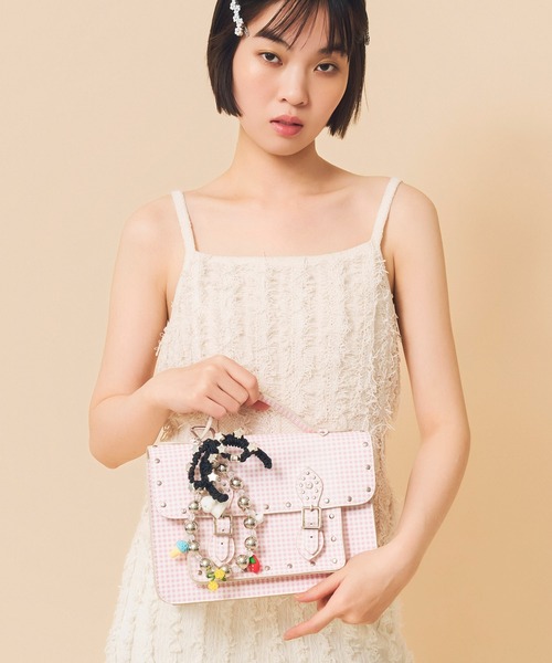 Casselini(キャセリーニ)の「Casselini(キャセリーニ)ギンガムサッチェルバッグ(ハンドバッグ・レディース・ピンク/ブラック・FREE)」の4枚目の写真