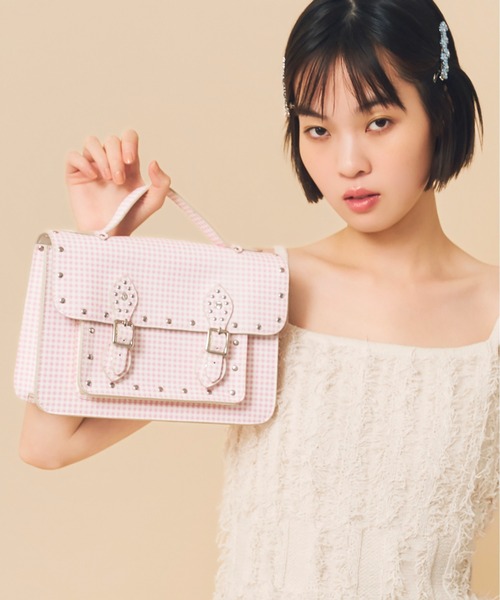 Casselini(キャセリーニ)の「Casselini(キャセリーニ)ギンガムサッチェルバッグ(ハンドバッグ・レディース・ピンク/ブラック・FREE)」の7枚目の写真