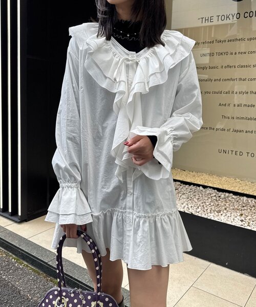 CIAOPANIC（チャオパニック）の「ラッフル付け襟SETチュニックブラウス（シャツ/ブラウス・レディース・ブラック/ホワイト/ブラウン・ONE SIZE）」の22枚目の写真