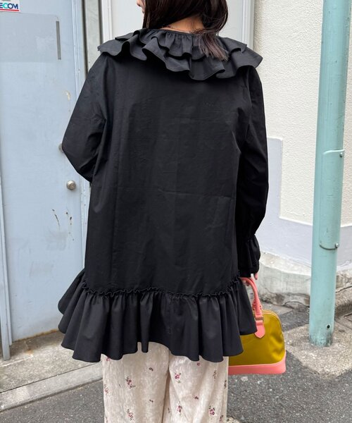CIAOPANIC（チャオパニック）の「ラッフル付け襟SETチュニックブラウス（シャツ/ブラウス・レディース・ブラック/ホワイト/ブラウン・ONE SIZE）」の7枚目の写真