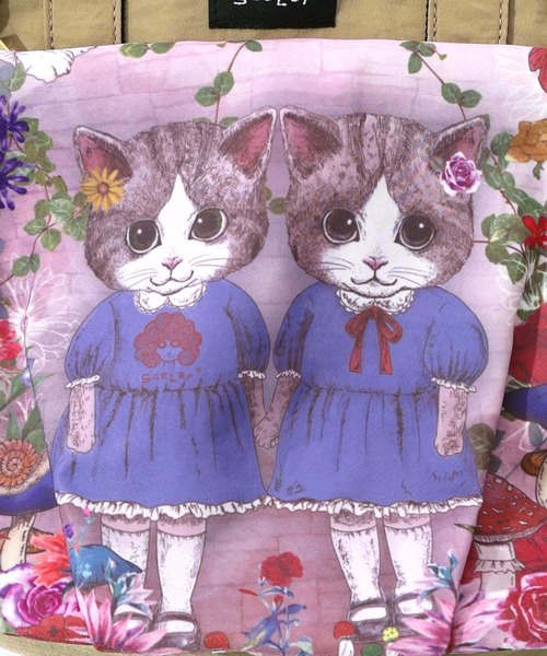 ScoLar（スカラー）の「653444：ネコ姉妹の秘密の花園柄 2wayミニリュック（バックパック/リュック・レディース・ブラック/パープル/ベージュ・FREE）」の15枚目の写真