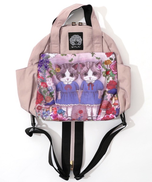 ScoLar（スカラー）の「653444：ネコ姉妹の秘密の花園柄 2wayミニリュック（バックパック/リュック・レディース・ブラック/パープル/ベージュ・FREE）」の18枚目の写真