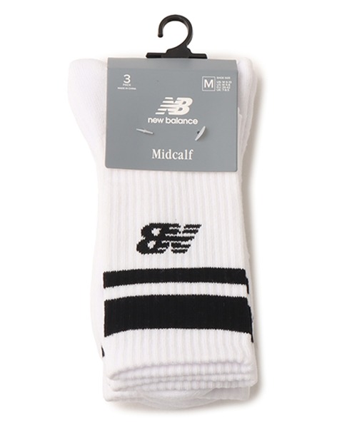 NEW BALANCE(ニューバランス)の「New Balance Everyday Stripe Mid Carf Socks 3 Pack / ニューバランス エブリディミッドカーフ3パック(ソックス/靴下・レディース・ホワイト・S/M/L)」の2枚目の写真