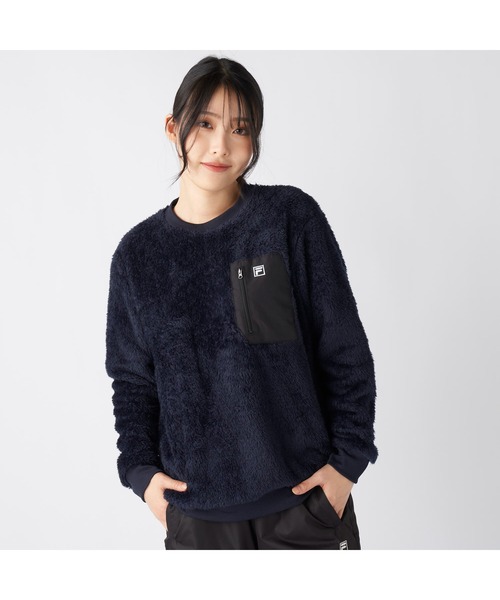 FILA（フィラ）の「FILA フィラ 胸ポケット付き プルオーバー シャギー フリース（その他トップス・レディース・オフホワイト/ブラック/キャメル/ネイビー・L/LL/M）」の3枚目の写真