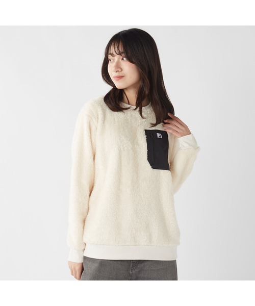 FILA（フィラ）の「FILA フィラ 胸ポケット付き プルオーバー シャギー フリース（その他トップス・レディース・オフホワイト/ブラック/キャメル/ネイビー・L/LL/M）」の2枚目の写真