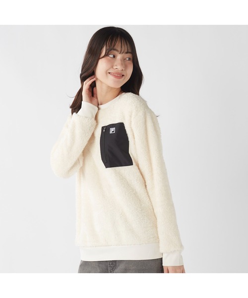 FILA（フィラ）の「FILA フィラ 胸ポケット付き プルオーバー シャギー フリース（その他トップス・レディース・オフホワイト/ブラック/キャメル/ネイビー・L/LL/M）」の5枚目の写真