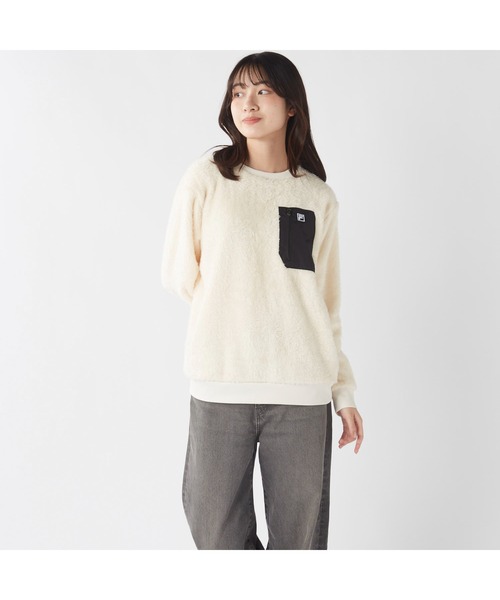 FILA（フィラ）の「FILA フィラ 胸ポケット付き プルオーバー シャギー フリース（その他トップス・レディース・オフホワイト/ブラック/キャメル/ネイビー・L/LL/M）」の6枚目の写真