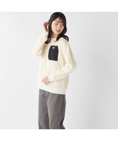 FILA（フィラ）の「FILA フィラ 胸ポケット付き プルオーバー シャギー フリース（その他トップス・レディース・オフホワイト/ブラック/キャメル/ネイビー・L/LL/M）」の7枚目の写真