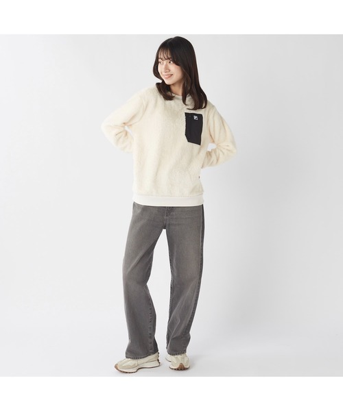 FILA（フィラ）の「FILA フィラ 胸ポケット付き プルオーバー シャギー フリース（その他トップス・レディース・オフホワイト/ブラック/キャメル/ネイビー・L/LL/M）」の9枚目の写真