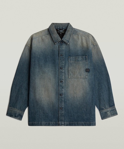 G-STAR(ジースター)の「Boxy Fit Overshirt/ヴィンテージライクウォッシュド加工ボックスシルエットオーバーサイズデニムシャツジャケット(シャツ/ブラウス・メンズ・ダークインディゴブルー・X-LARGE/MEDIUM/SMALL/LARGE/X-SMALL)」の3枚目の写真