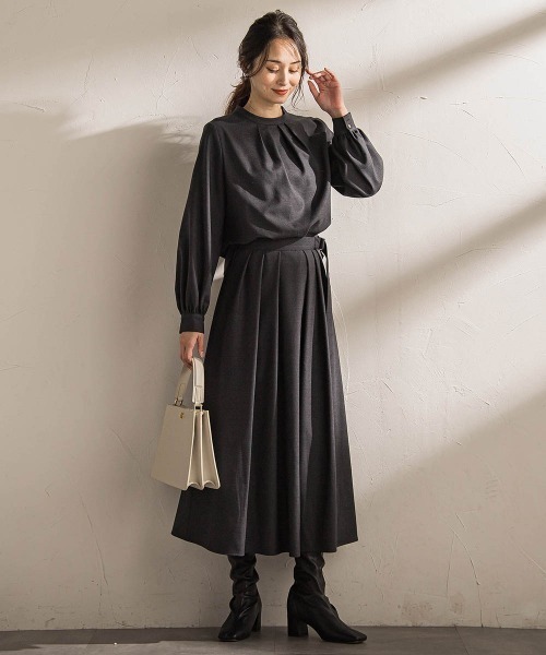 LAUTREAMONT(ロートレアモン)の「ウールブレンドストレッチブラウス≪セットアップ対応/手洗い可能≫(シャツ/ブラウス・レディース・オフホワイト/チャコールグレー/パープル・9号)」の7枚目の写真