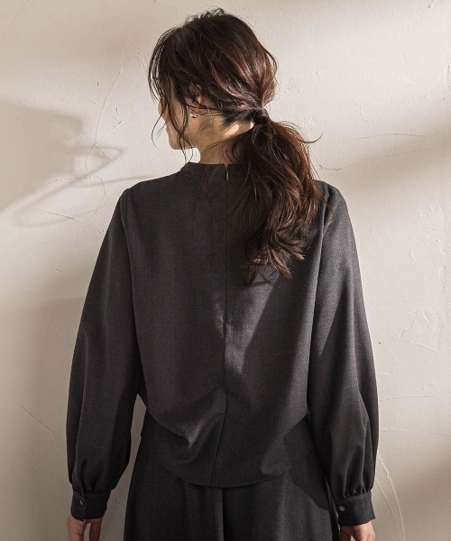 LAUTREAMONT(ロートレアモン)の「ウールブレンドストレッチブラウス≪セットアップ対応/手洗い可能≫(シャツ/ブラウス・レディース・オフホワイト/チャコールグレー/パープル・9号)」の6枚目の写真