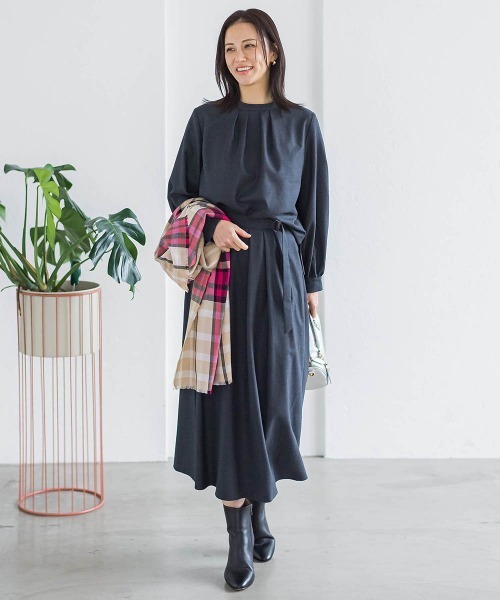 LAUTREAMONT(ロートレアモン)の「ウールブレンドストレッチブラウス≪セットアップ対応/手洗い可能≫(シャツ/ブラウス・レディース・オフホワイト/チャコールグレー/パープル・9号)」の11枚目の写真