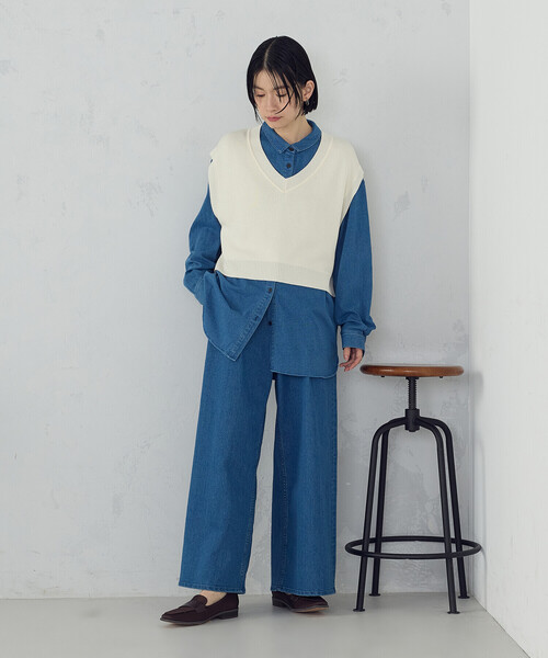 COMME CA ISM（コムサイズム）の「【宮城舞さん着用】ス－パ－ワイドデニムパンツ（デニムパンツ・レディース・ブルー/ワンウォッシュ・X-LARGE/LARGE/MEDIUM/SMALL）」の16枚目の写真