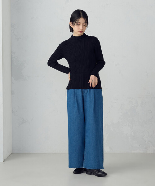 COMME CA ISM(コムサイズム)の「ス-パ-ワイドデニムパンツ(デニムパンツ・レディース・ブルー/ワンウォッシュ・X-LARGE/LARGE/MEDIUM/SMALL)」の4枚目の写真