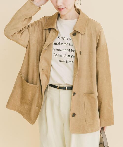 ITEMS URBANRESEARCH（アイテムズ アーバンリサーチ）の「フェイクスエードオーバージャケット（その他アウター・レディース・ベージュ/ブラウン・FREE）」の2枚目の写真