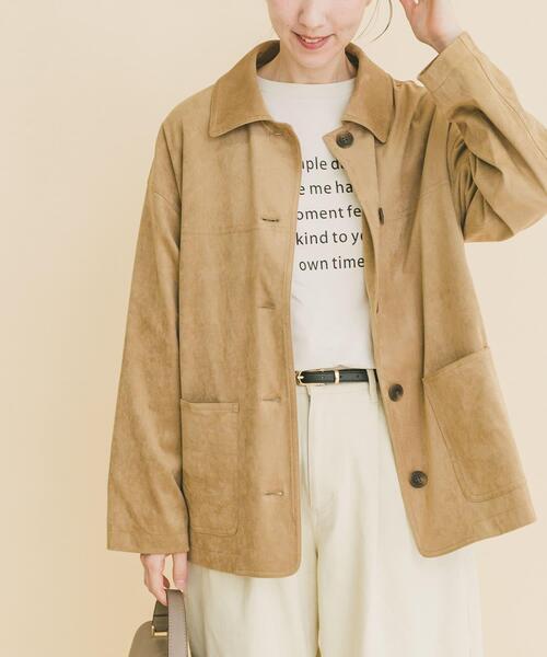 ITEMS URBANRESEARCH（アイテムズ アーバンリサーチ）の「フェイクスエードオーバージャケット（その他アウター・レディース・ベージュ/ブラウン・FREE）」の3枚目の写真