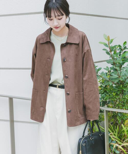 ITEMS URBANRESEARCH（アイテムズ アーバンリサーチ）の「フェイクスエードオーバージャケット（その他アウター・レディース・ベージュ/ブラウン・FREE）」の14枚目の写真