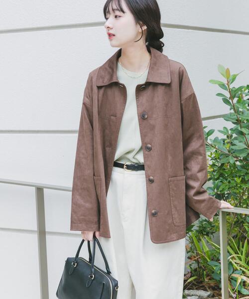 ITEMS URBANRESEARCH（アイテムズ アーバンリサーチ）の「フェイクスエードオーバージャケット（その他アウター・レディース・ベージュ/ブラウン・FREE）」の15枚目の写真