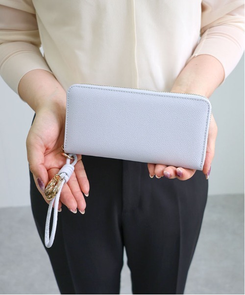 セール】BLUEBELL / 牛革ストラップ付きラウンドファスナー長財布