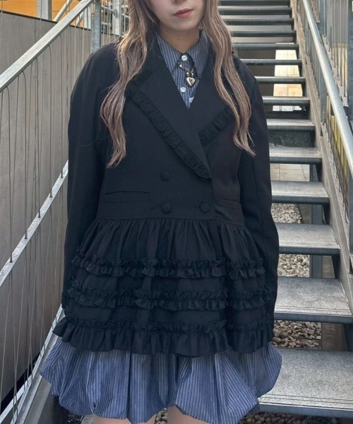 Candy Stripper（キャンディストリッパー）の「PEPLUM FRILL ジャケット（テーラードジャケット・レディース・グレー/ブラック/ブラック系その他・FREE）」の3枚目の写真