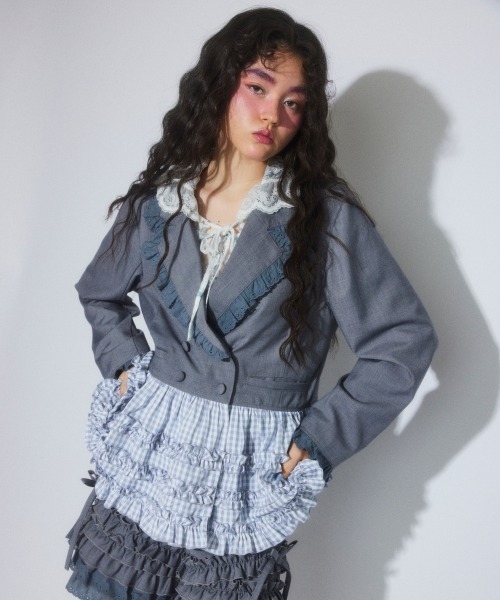 Candy Stripper（キャンディストリッパー）の「PEPLUM FRILL ジャケット（テーラードジャケット・レディース・グレー/ブラック/ブラック系その他・FREE）」の5枚目の写真