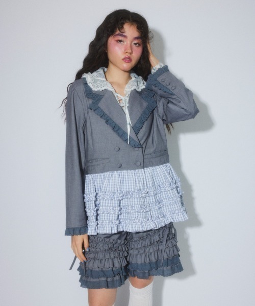 Candy Stripper（キャンディストリッパー）の「PEPLUM FRILL ジャケット（テーラードジャケット・レディース・グレー/ブラック/ブラック系その他・FREE）」の6枚目の写真