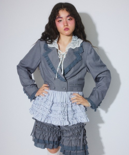 Candy Stripper（キャンディストリッパー）の「PEPLUM FRILL ジャケット（テーラードジャケット・レディース・グレー/ブラック/ブラック系その他・FREE）」の7枚目の写真