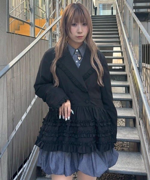 Candy Stripper（キャンディストリッパー）の「PEPLUM FRILL ジャケット（テーラードジャケット・レディース・グレー/ブラック/ブラック系その他・FREE）」の14枚目の写真