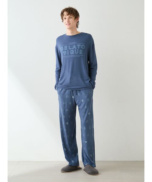 gelato pique（ジェラートピケ）の「【HOMME】吸湿発熱レーヨンロングパンツ（ルームウェア/パジャマ・メンズ・ネイビー/ピンクベージュ・M/L）」の3枚目の写真