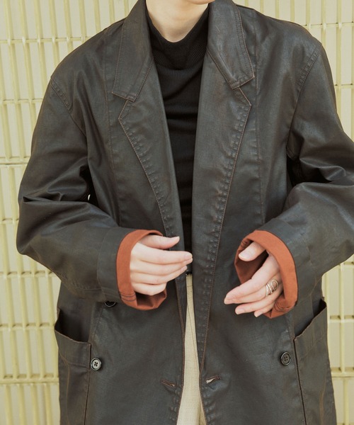 ADAM ET ROPE'（アダムエロペ）の「ISKO コーティング ジャケット / ADAM ET ROPE' JEANS（テーラードジャケット・メンズ・ブラック/ダークブラウン・M/L）」の21枚目の写真