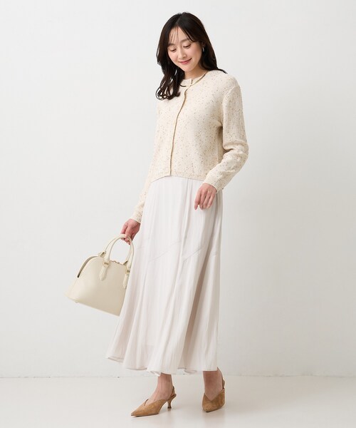 UNTITLED（アンタイトル）の「【洗える/すっきり丈】ラメノット ニットカーディガン（カーディガン/ボレロ・レディース・ナチュラル/ベージュ・04/44/48/02/00）」の6枚目の写真