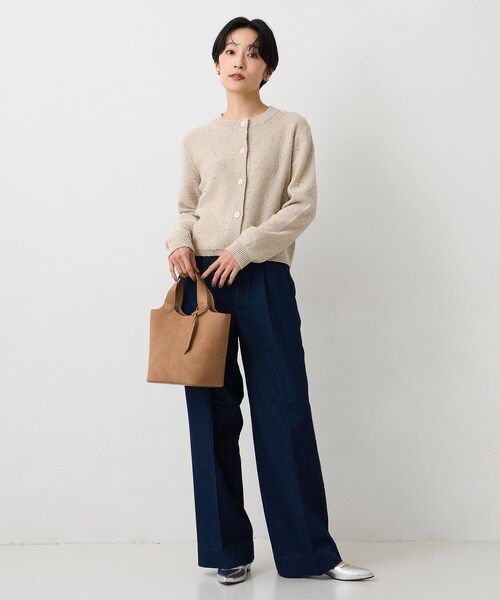 UNTITLED（アンタイトル）の「【洗える/すっきり丈】ラメノット ニットカーディガン（カーディガン/ボレロ・レディース・ナチュラル/ベージュ・04/44/48/02/00）」の10枚目の写真
