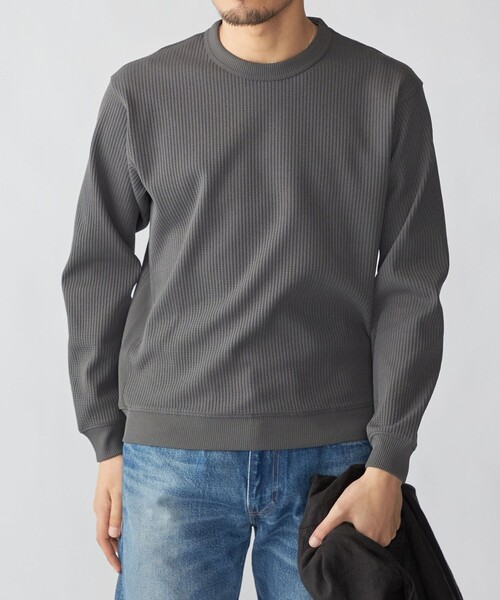 SHIPS（シップス）の「SHIPS:  〈軽量/UVカット〉SPEEDRY(R) ワッフル ロングスリーブ（Tシャツ/カットソー・メンズ・グレー/ブラウン/オフホワイト/ブラック・X-LARGE/LARGE/MEDIUM/SMALL）」の4枚目の写真